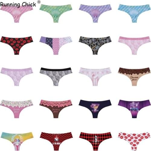 Backshell Plant Letter Cartoon Man Print Sexy Breathable Womens Panties Low Waist Sexy T-shirt, Women G String Thong