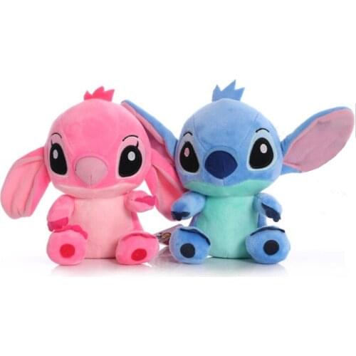Disney Mickey Mouse Minnie Stitch Cute 12 -20CM Plush Toys Couple Standing Lilo & Stitch Cartoon Animals Stuffed Doll Disney Toy