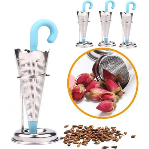 Stainless Steel Tea Infuser Umbrella Shape Silicone Herbal Spice Filter Strainer Holder for Tea Lover