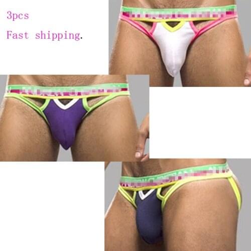 3pcs Men Underwear G-string Men Jockstrap Cotton bikini briefs cuecas calzoncillos hombre slip Cotton mens panties Fast ship