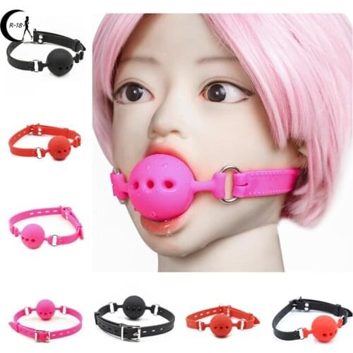 Adult Slave Harness Silicone Ball Open Mouth Gag BDSM Bondage Fetish Mouth Restraint Sex Toy for Woman Exotic Accessories