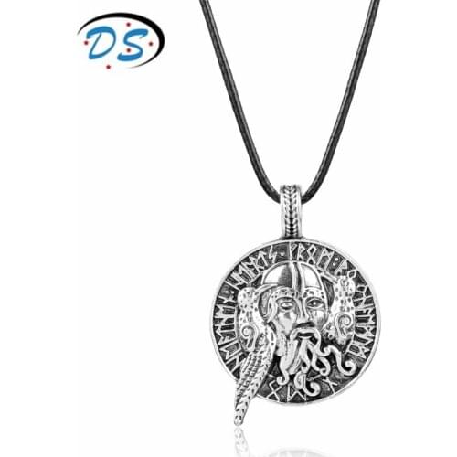 Viking Jewelry Odin with Ravens Pendants Necklaces Mens Personality Jewelry Necklace Accessories Gifts
