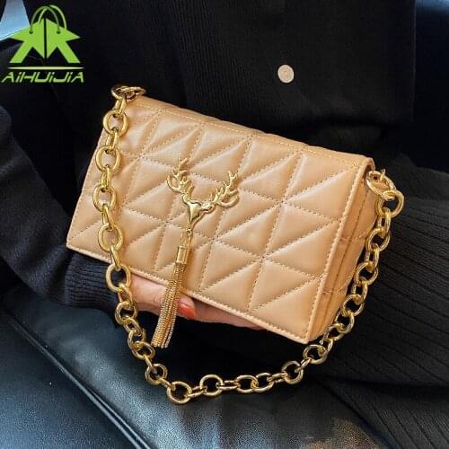 High Quality Womens Shoulder Bags 2021 Thick Chain Quilted Messenger Bag Purses And Handbag Women Clutch Bags Ladies Hand Bag