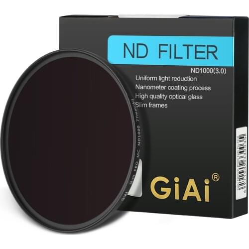 GiAi Premium Quality 40.5 43 46 49 52 55 58 62 67 72 77 82 86 mm Camera Lens ND Filter 1000 64 16 8 Top For Nikon Canon Sony