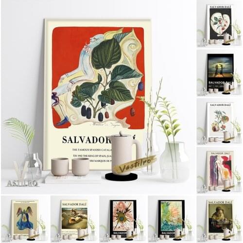 Salvador Dali Exhibition Museum Retro Poster Neptune Color Art Prints Surrealism Fruit Plants Canvas Painting Living Room Decor