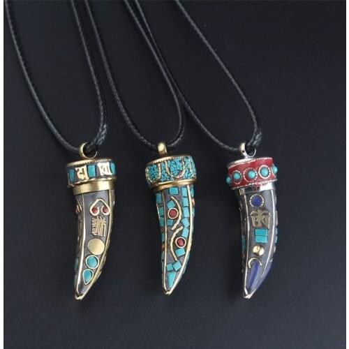 WEIYU New Ox Horn Pendant Necklace Tribal Fashion Necklace Vintage Ethnic Long Necklace Jewelry Nepal Necklace for Women Men