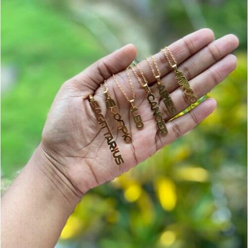 Womens Fashion Zodiac Letter Necklaces Stainless Steel Rose Gold Constellation Leo Scorpio Nameplate Jewelry Christmas Gifts