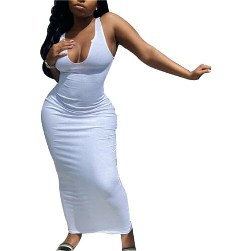 Women Ribbed Knitted Stripe Sleeveless Midi Dress V Neck Bodycon Sexy Streetwear Party Club Elegant 2021 Spring Summer