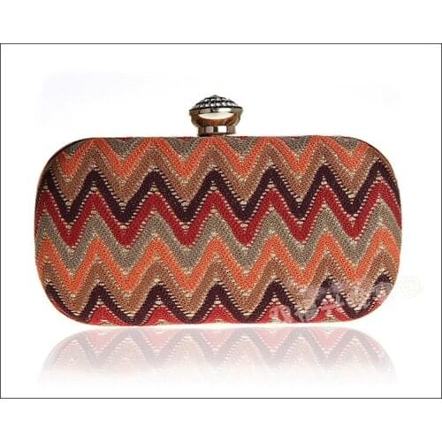 Women Day Clutches Printed Embroidery Chain Shoulder Metal Evening Bags Diamonds Wedding Bridal Party Handbags WY198