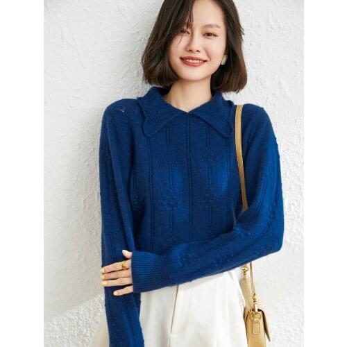 Women Sweaters Thick Warm Shirt Collar Pullovers 2021 Winter Long Sleeve 3Colors Jumpers Ladies Cold Proof Knitwears