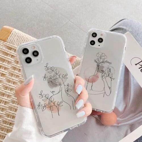Women Body Line Phone Case For iPhone SE 2020 6s 7 8 Plus 12 11 Pro Max XR XS Max X Color Blooming Soft Clear Transparent Cover