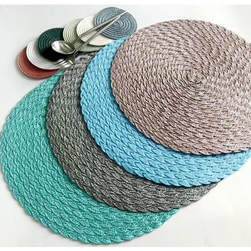 1pcs PP Dining Table Mat Woven Placemat Pad Heat Resistant Bowls Coffee Cups Coaster Tableware Mat For Home Kitchen Party Supply
