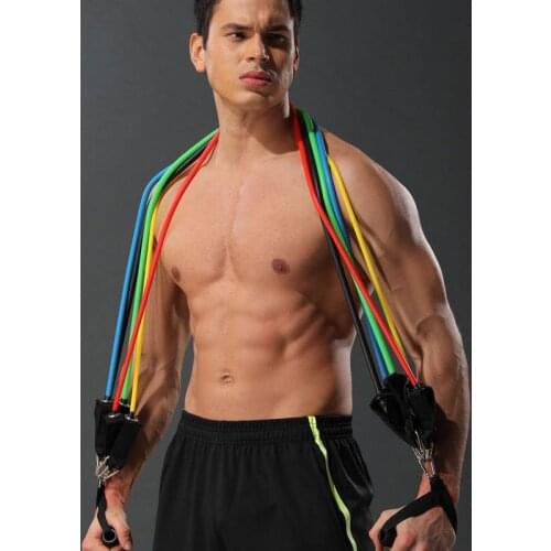 11Pcs/Set Resistance Bands Elastic Rubber Tubes Fitness Expander Band Stretch Pull Rope Sports Workout Exercise Gym Equipment