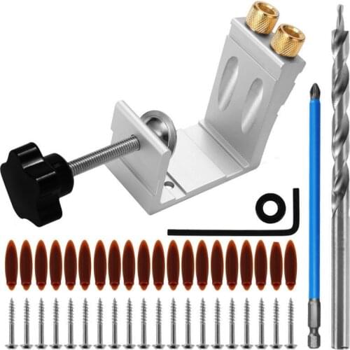 15 Degree Pocket Hole Jig Woodworking Oblique Hole Locator Drill Bits Drill Guide Set with Hole Locator Fittings Carpentry Tools