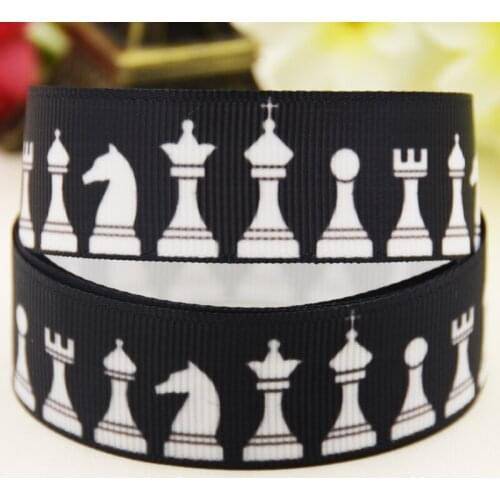 22mm 25mm 38mm 75mm Chess Cartoon printed Grosgrain Ribbon party decoration 10 Yards X-03938