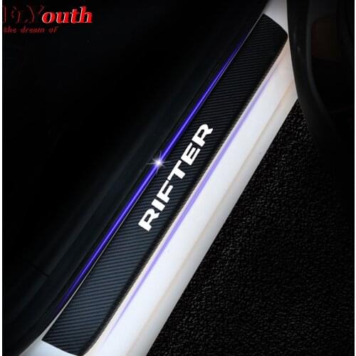 Car Door Sill Scuff Plate Cover For Peugeot Rifter Door Threshold Guard 4D Carbon Fiber Vinyl Sticker Car Accessories 4Pcs