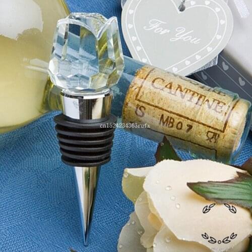 50pcs Crystal Roses Wine Bottle Stopper Wedding Favors Wine Stoppers With Gift Box Party Gifts Wedding Giveaways for Guests
