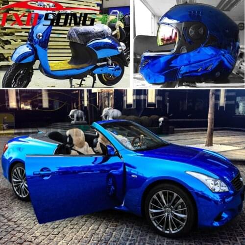 7 Sizes High stretchable dark Blue Chrome Mirror Vinyl Wrap Dark blue chrome mirror vinyl Sheet Film Car Sticker Decal Sheet