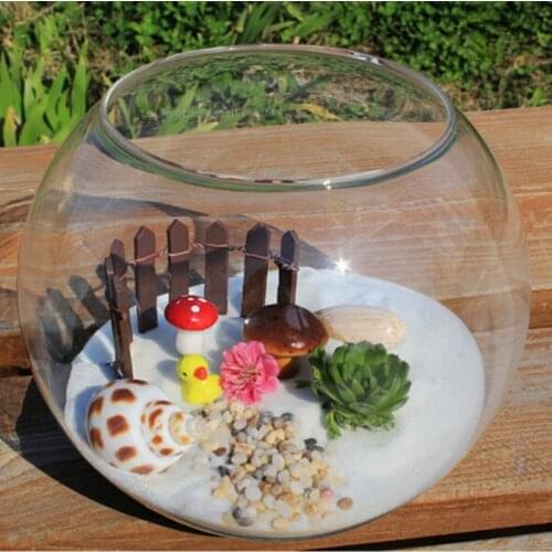 4pcs/pack Diameter=12cm Middle Size Flat Mouth Glass Terrarium Vase Landscape Container Fashion Glass Fish Bowl Home Decorative