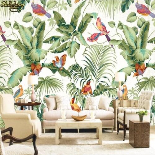 Beibehang Custom wallpaper large mural hand painted European flower bird living room TV wall papel de parede