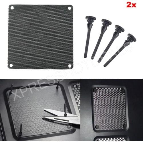 2x Computer Case Fan Dustproof Dust Filter + Silicone Shock Fan Screws 80-140mm