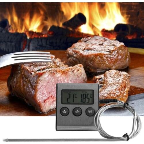 Digital BBQ Meat Thermometer Grill Oven Thermomet With Timer & Stainless Steel Probe Cooking Kitchen Thermometer