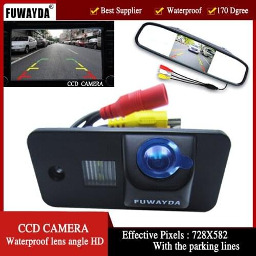 FUWAYDA Color CCD Car rear view camera for AUDI A3 S3 A4 S4 A6 A6L S6 A8 S8 RS4 RS6 Q7 4.3 Inch Rearview Mirror LCD Monitor HD