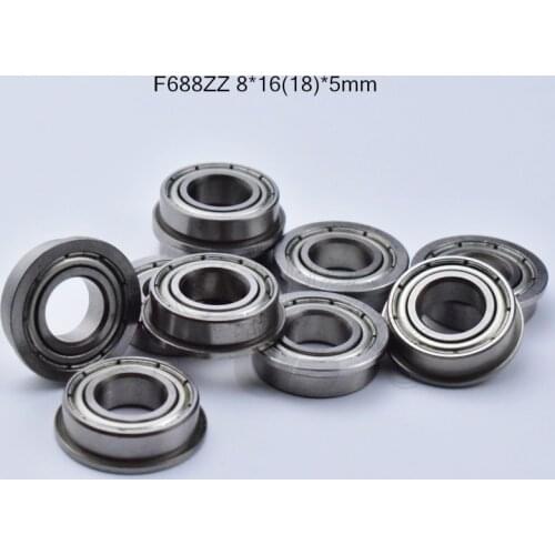 F688zz 8*16(18)*5mm 10pieces Flange bearing 688 688ZZ metal sealed free shipping ABEC-5 chrome steel miniature bearings hardware