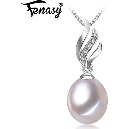 FENASY Natural Pearl Necklace For Women Pearl Jewelry Silver Color Pendant With Chain Choker Necklace Wholesale