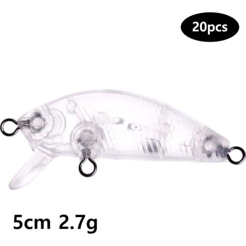 HENGJIA 20pcs Mini Lure Bodies Unpainted Blank Crankbait Minnow Lures Hard Plastic Fishing Wobblers