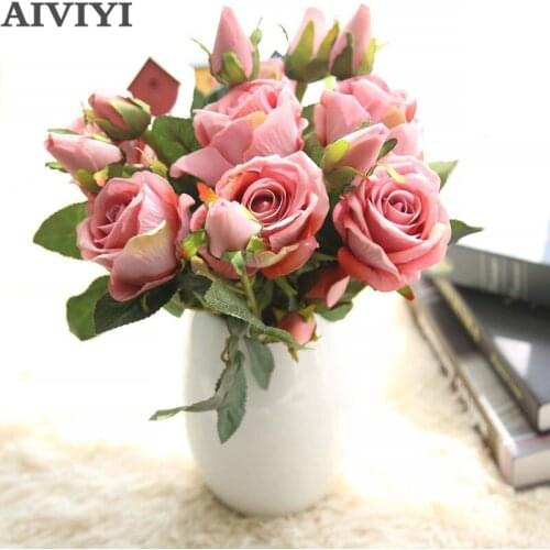 37cm 8Colors Artificial Flower Acacia Rose Fake Silk Flower DIY Wedding Decor for Home Christmas Supplies