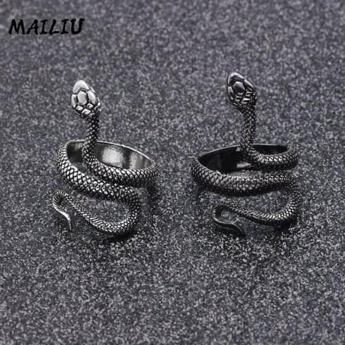 NEW Retro Punk Exaggerated Spirit Snake Ring Men and Women Fashion Personality Stereoscopic Opening Adjustable Ring Jewelry