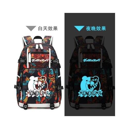 New Dangan Ronpa schoolbag Printing laptop bag Men Travel bags USB Charging knapsack Danganronpa monokuma Oxford Backpack