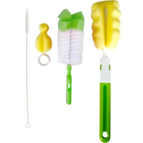 Baby Bottle Brush Set 4-Piece Set Multifunctional Sponge Brush Pacifier Brush Cleaning Cup Brush Baby Product