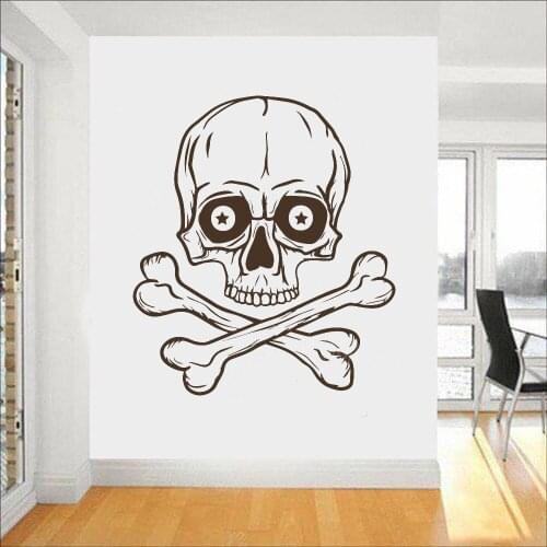 Skull Wall Decals Horror Bones Pirate Art Stickers Home Living Room Vinyl Decor Removable Bedroom Decoration Wallpaper Z627