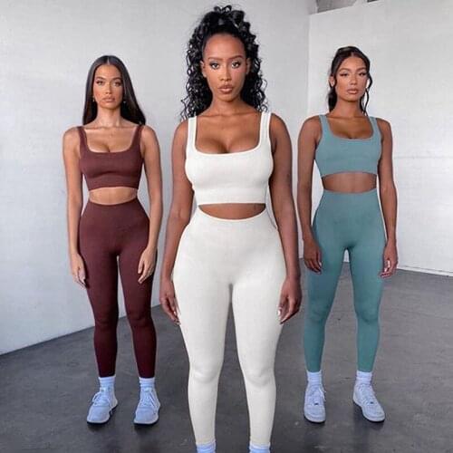 2021 Newest Women Yoga Sets Fitness Padded Push Up Sports Bra + Seamless High Waisted Sports Leggings Workout Clothes for Women