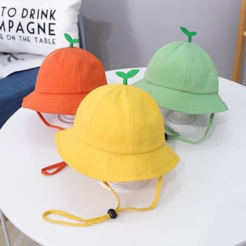 New Baby Hat Cartoon Little Grass Baby Girl Boy Bucket Hat Solid Color Newborn Infant Sun Hat Breathable Kids Fisherman Hat