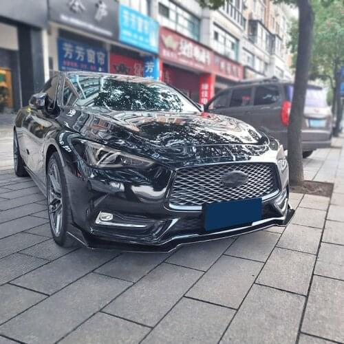 Front Bumper Spoiler Carbon Surface Contrast Color Design Protector Plate Lip Body Kit Chin Shovel For Infiniti Q60 2016 - 2019