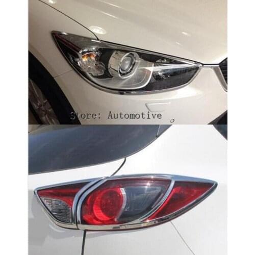 Fit For Mazda CX-5 2012 2013 2014 2015 2016 Chrome Front Headlight + Rear Taillight Lamp Molding Garnish Surround Frame 2in