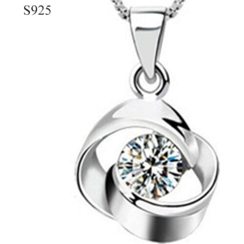 Real Pure Genuine Solid 925 Sterling Silver Pendant for Women Fine Jewelry Cubic Zircon Fashion Female Pendants No Necklace