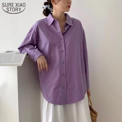 Early Autumn Korean Style New Long Loose Retro Shirt Solid Color Long Sleeve Women Blouse Lazy Style Shirt Chemisier Femme 10320