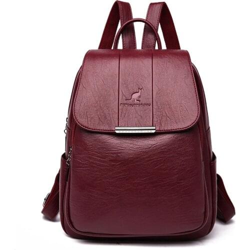 Female Vintage Backpack Travel Shoulder Bag High Quality Feminina 2021 Women Leather Backpacks School Bags for Girls