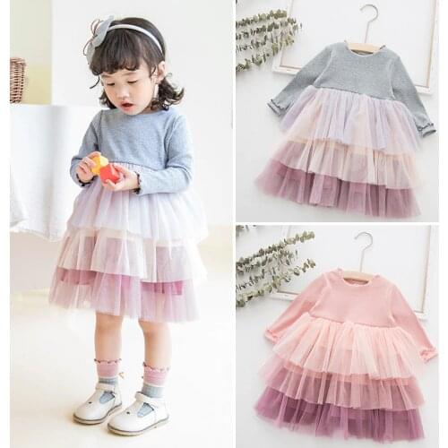 1 Year Girls Dress cupcake Tutu 2020 New Autumn Winter Long Sleeve Mesh girls princess dress Kids Clothes Children Dresses 4T