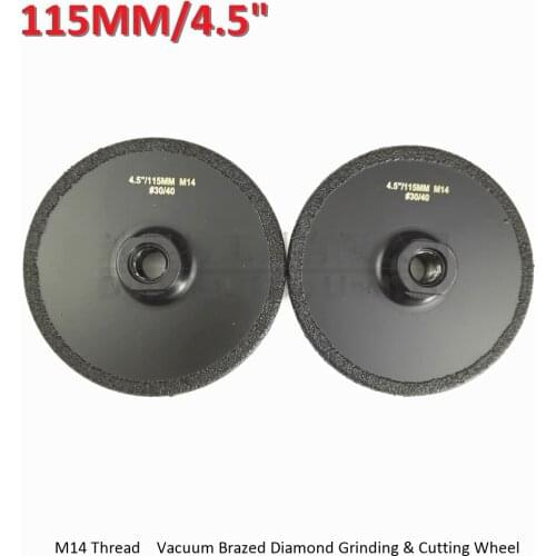 2pcs Diameter 115MM Vacuum Brazed diamond flat grinding wheel M14 #30 4.5 inches Shaping wheel for marble granite