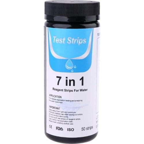 50Strips/bottle Water Test Strip Reagent 7in1 Bromine pH alkalinity Nitrite chlorine Hardness Fish Tank Swimming Pool Water Tes