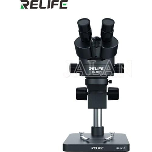 RELIFE RL-M3T Trinocular Microscope For Mobile Phone PCB Electronic Device Repair 0.7-4.5X Continuous Zoom Microscope