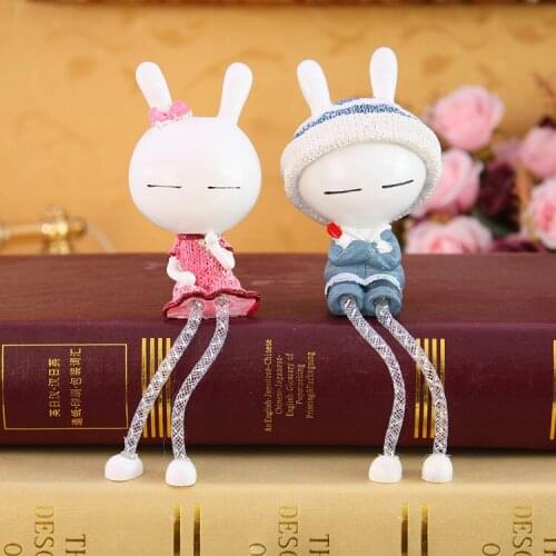 Decoration lovely pastoral style resin ornaments home office decorations hanging foot rabbit doll new