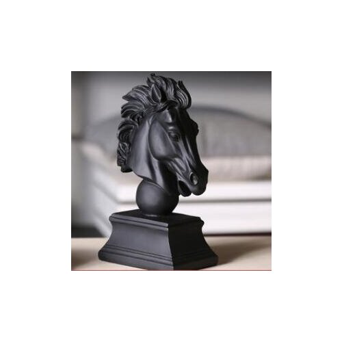 Horse Black horsehead ornaments Nordic Resin Animals Modern living room, study and animal Home decoration