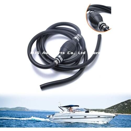 Universal 200cm Hand Squeeze Primer Bulb with 8mm Pipe Black 5/16 Inch Fuel Line Assembly for Marine Boat Yacht Car Fuel system