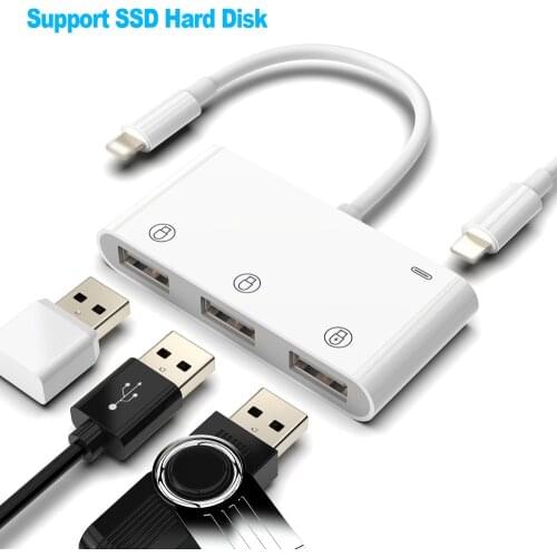 New OTG 3 USB Adapter hard disk camera U flash drive mouse converter for lightning USB cable for iPhone/ipad 8 X 12 iOS 13 14